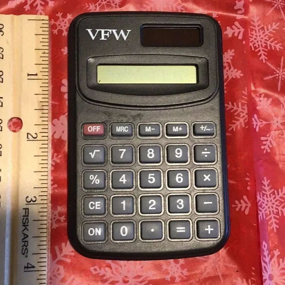 Calculator, vintage, VFW solar, powered pocket calculator